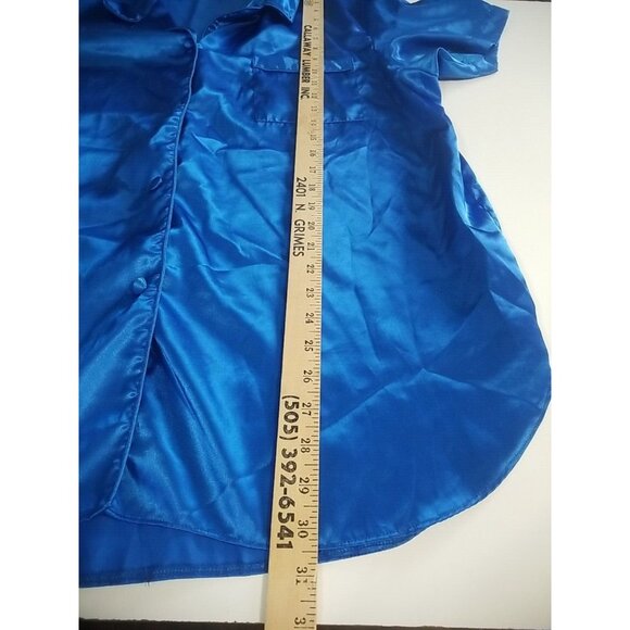 Edgemont Womens Satin Pajamas 1X Pants Top 2 Pc Lounge Set Blue Polyester - Picture 9 of 13